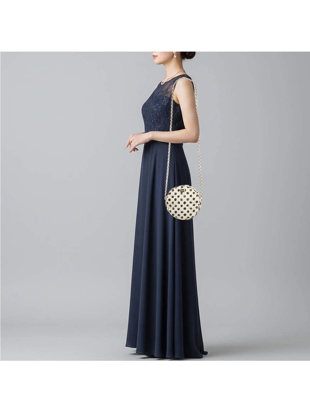 Dolce & Gabbana Navy Lace-Top Maxi Gown